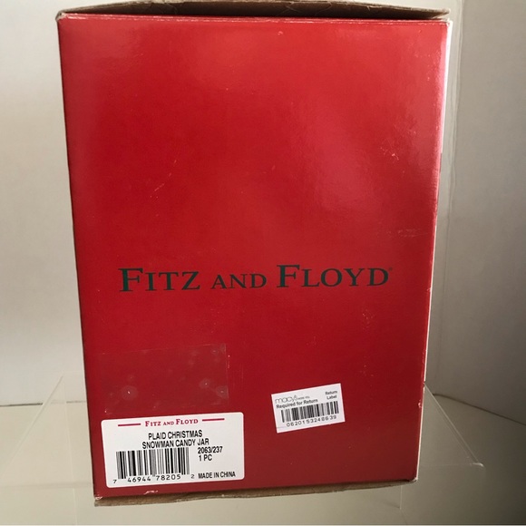 Fitz & Floyd Christmas Plaid Snowman Trinket Bowl Dish Cookie Jar - NIB - Picture 11 of 16